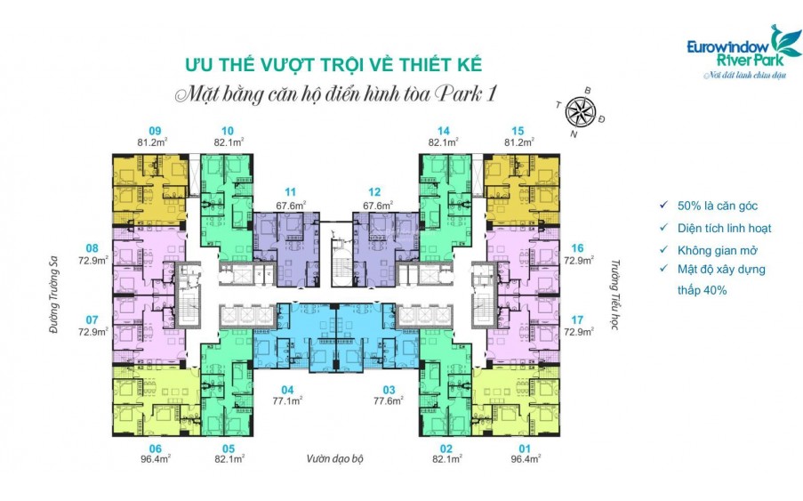 Chỉ duy nhất 1 căn 2PN (suất ngoại giao) - 1,9xx tỷ - DT 73m2 - hướng Đông Nam - tầng cao